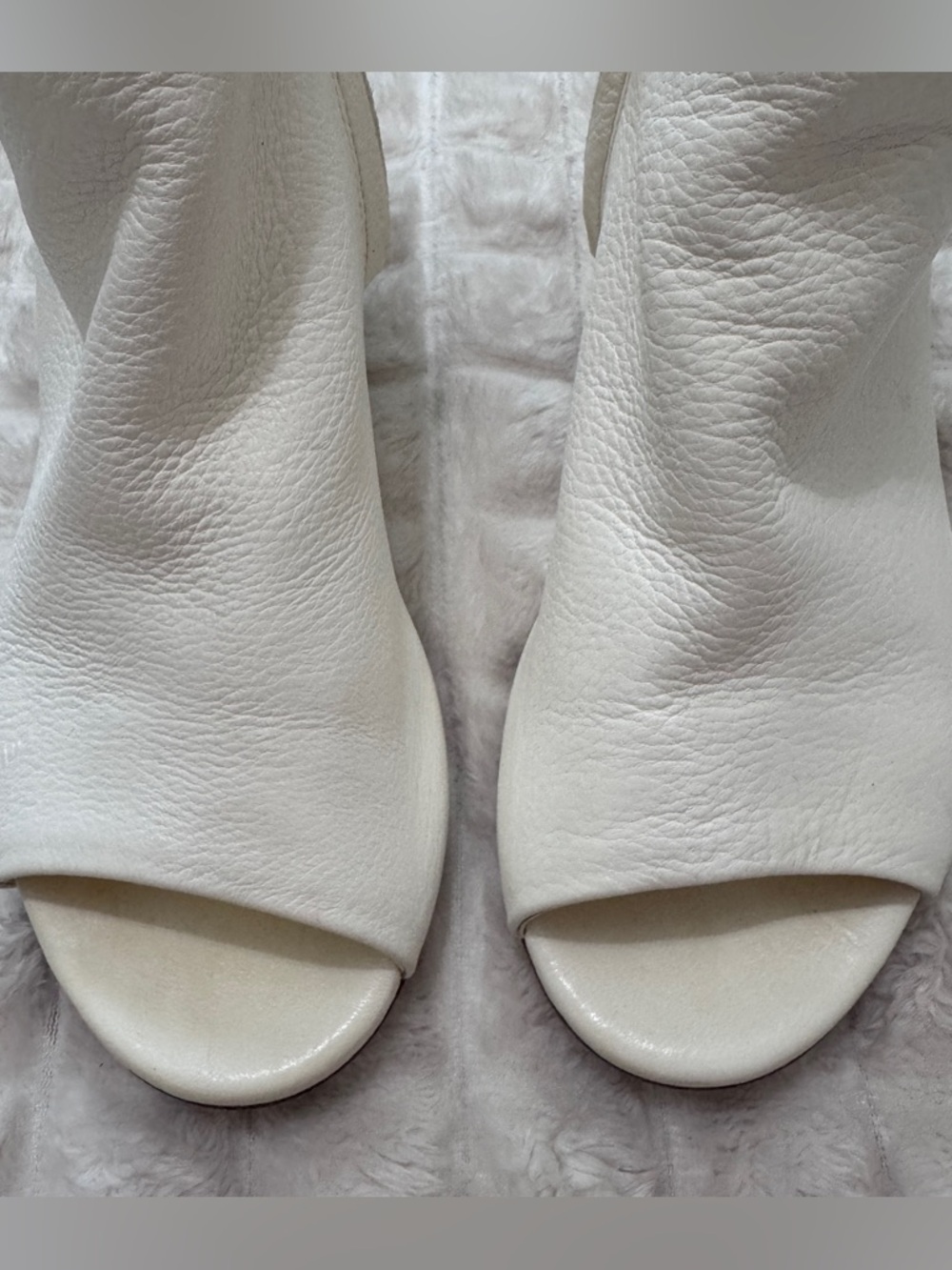 Officine Creative 36 White Pebbled Leather Open Toe Booties Ankle Boots - Picture 3 of 9